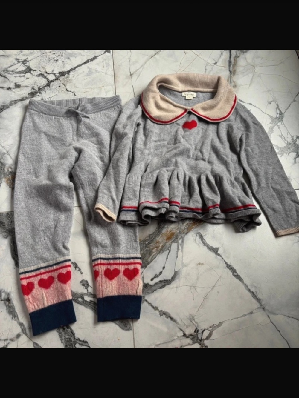 Rare Konges Slojd sweater set 2 pc Knit Heart Collar Sweater Set girls size 6